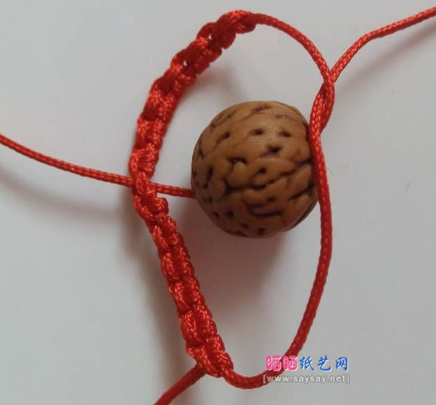 红绳编织古色古仙的仙桃菩提子戒指 第6步