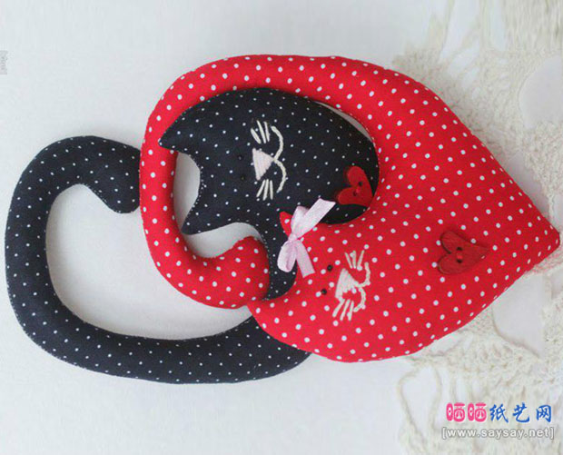 七夕秀恩爱法定 可爱布艺猫咪公仔制作图文教程完成效果图