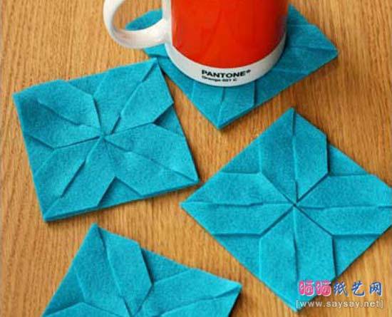 折纸时尚几何图形杯垫制作教程完成效果图