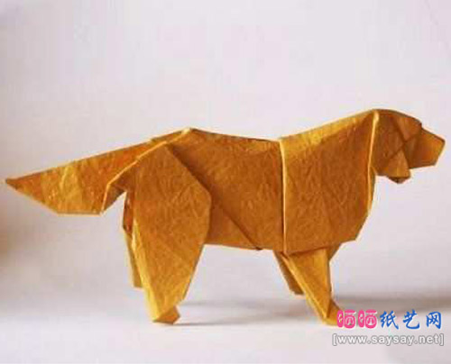 神谷哲史折纸教程纸艺黄金猎犬的折法完成效果图