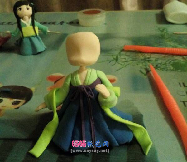 超轻粘土手工制作长安的古风人偶软陶DIY教程 第18步