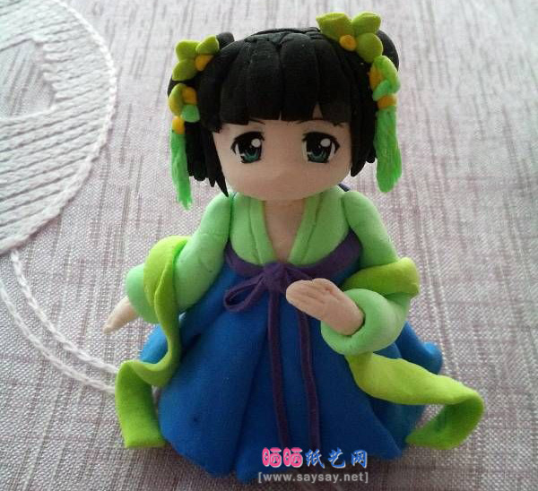 超轻粘土手工制作长安的古风人偶软陶DIY教程 第28步