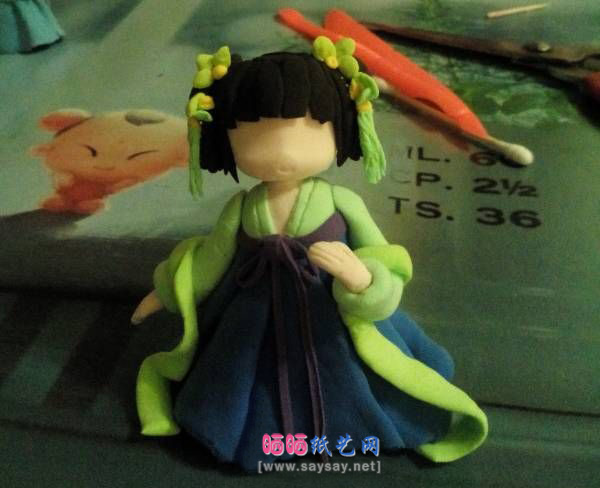 超轻粘土手工制作长安的古风人偶软陶DIY教程 第23步