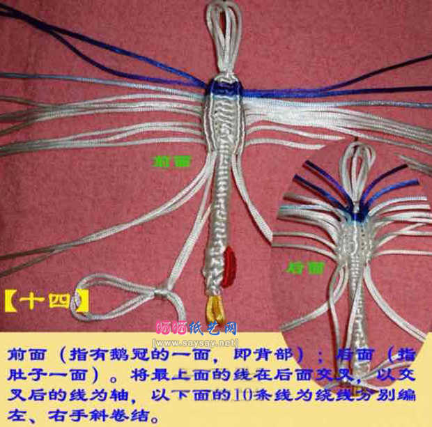 中国结编织之可爱小天鹅编绳制作 第16步