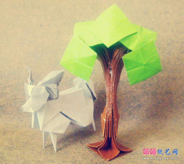 实拍漂亮的大树折纸教程