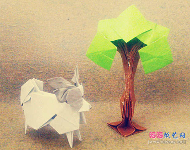 实拍漂亮的大树折纸教程