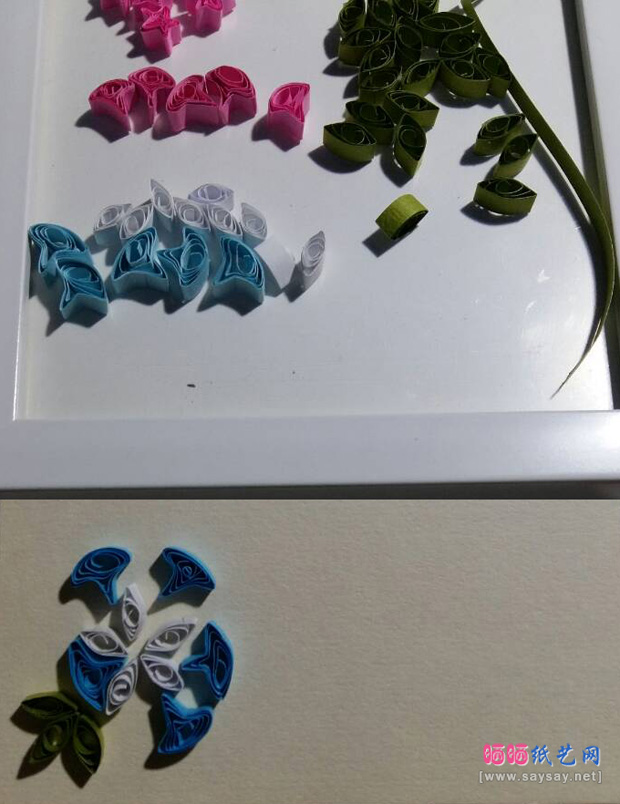 七夕祝福衍纸画制作方法 第12步