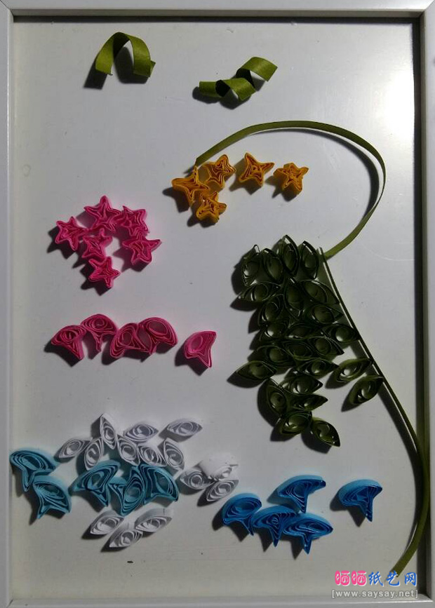 七夕祝福衍纸画制作方法 第11步