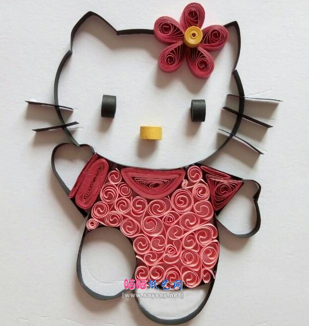 纸艺制作可爱KITTY猫衍纸DIY方法—HelloKitty 第9步
