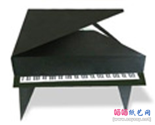 简单儿童折纸立体钢琴的折法完成效果图