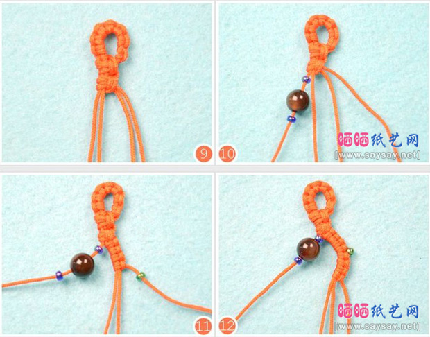 小香风串珠花瓣型手绳编织图片步骤3