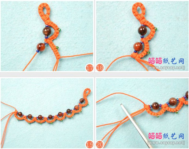 小香风串珠花瓣型手绳编织图片步骤5