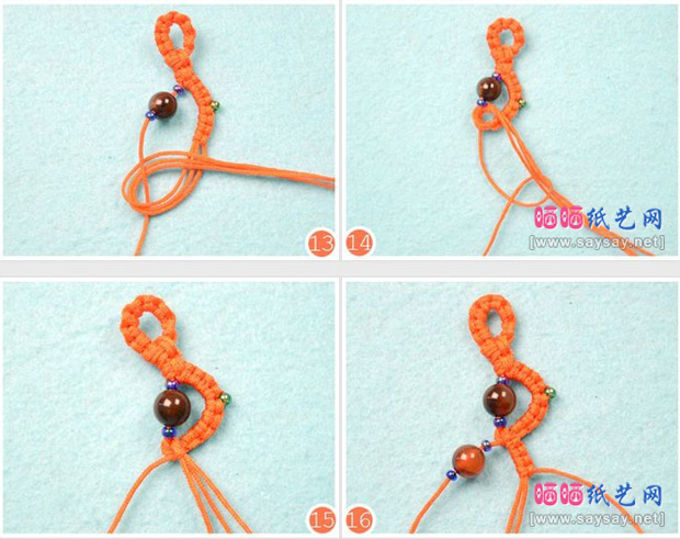 小香风串珠花瓣型手绳编织图片步骤4