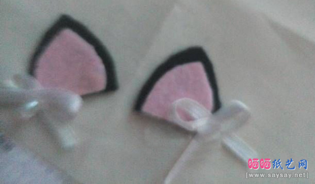 如何制作可爱蕾丝猫耳朵发箍 第13步