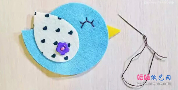 可爱不织布小鸟发夹DIY制作方法 第9步