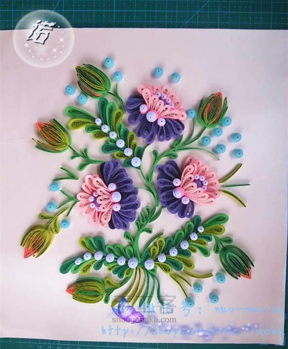 漂亮的花卉衍纸画静享慢时光制作图文教程 第20步