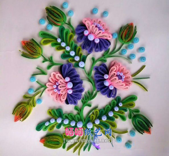 漂亮的花卉衍纸画静享慢时光制作图文教程 第21步