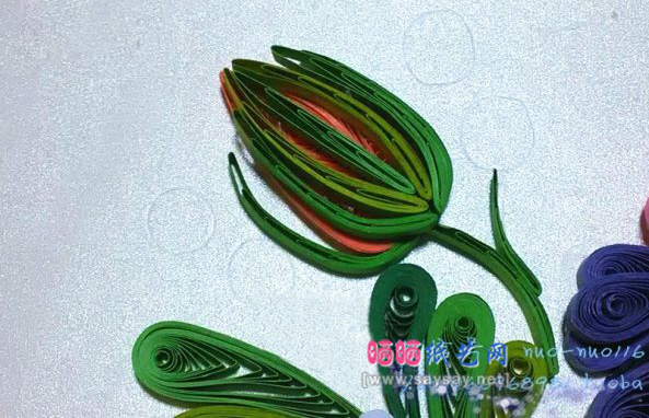 漂亮的花卉衍纸画静享慢时光制作图文教程 第18步