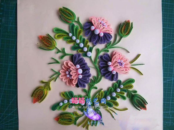 漂亮的花卉衍纸画静享慢时光制作图文教程 第19步