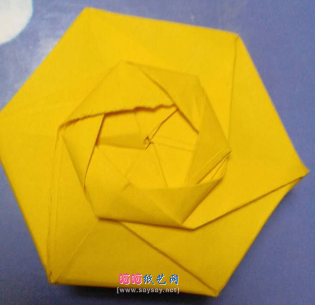 简易花瓣盖六角盒子折纸图文教程 第54步