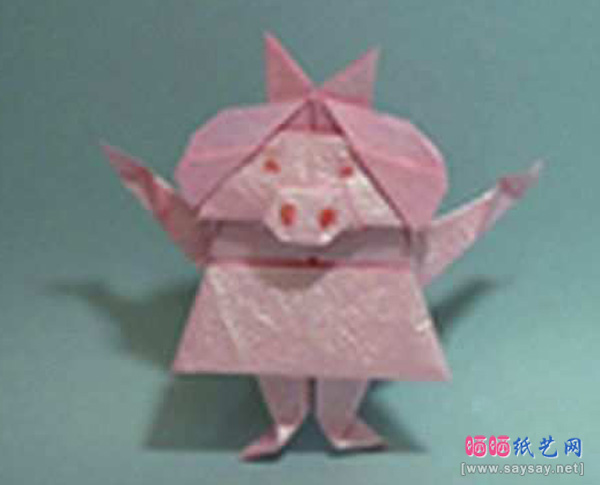可爱卡通人物粉红猪小妹折纸成品图欣赏