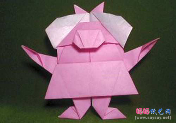 可爱卡通人物粉红猪小妹折纸成品图