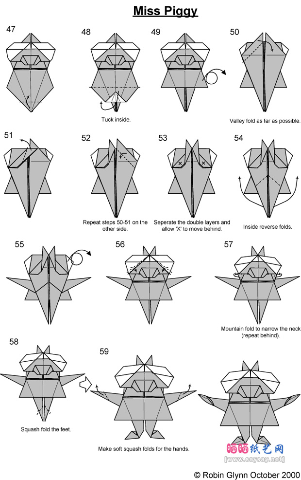 可爱卡通人物粉红猪小妹折纸教程图片步骤4