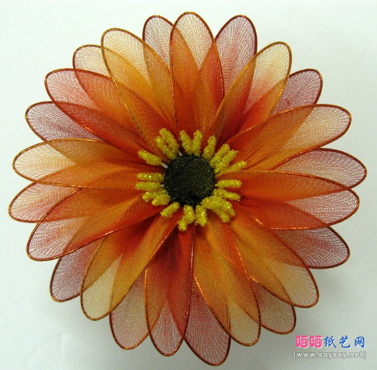 姜荷、马蹄莲、非洲菊丝网花制作漂亮家居装饰插花