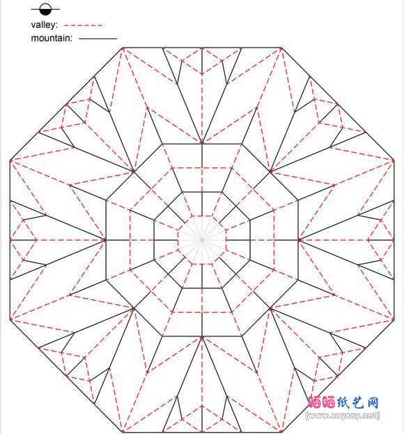 八瓣花折纸款式二蓝色花朵的折法CP图