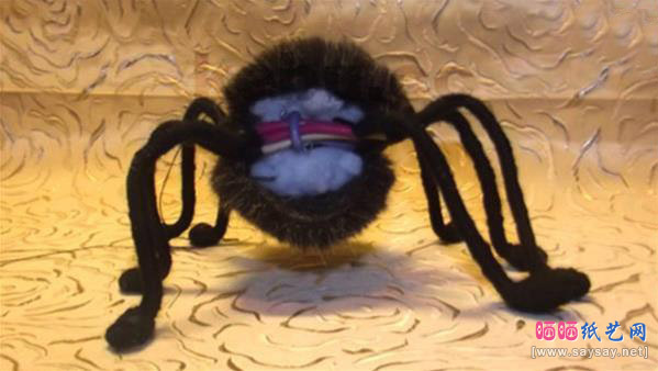 整人玩具逼真黑色毛绒蜘蛛手工制作方法图片步骤10