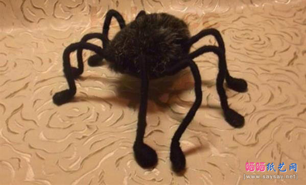 整人玩具逼真黑色毛绒蜘蛛手工制作方法图片步骤11