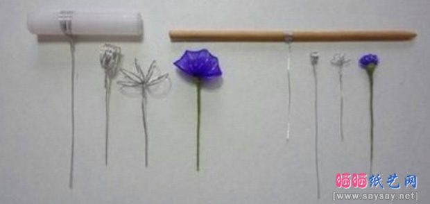 浪漫丝网花紫色花环手工DIY制作教程图片步骤4