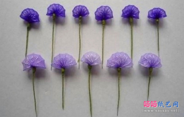 浪漫丝网花紫色花环手工DIY制作教程图片步骤5