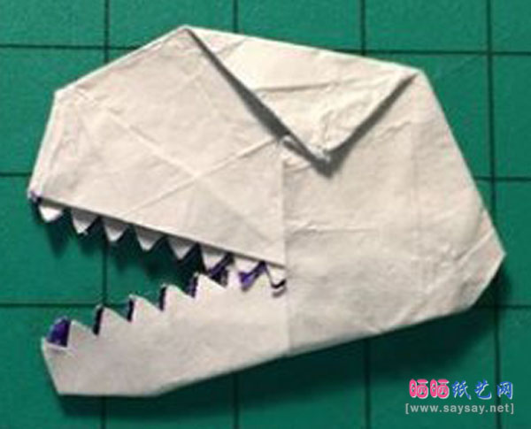 口香糖包装纸制作恐龙头部折纸教程图片步骤10