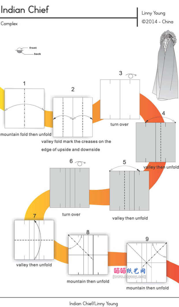 印度酋长手工折纸图谱教程图片步骤1