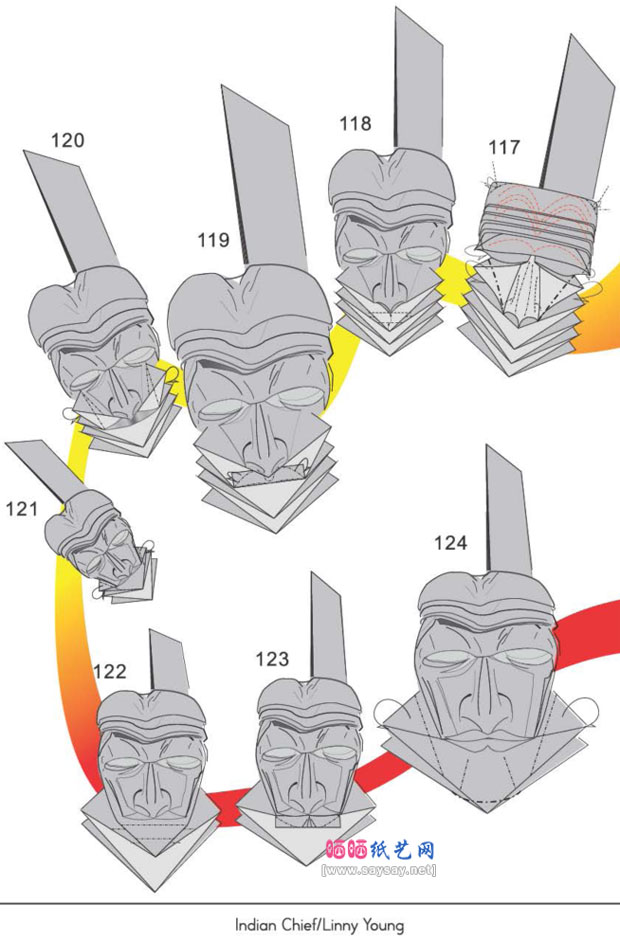 印度酋长手工折纸图谱教程图片步骤21
