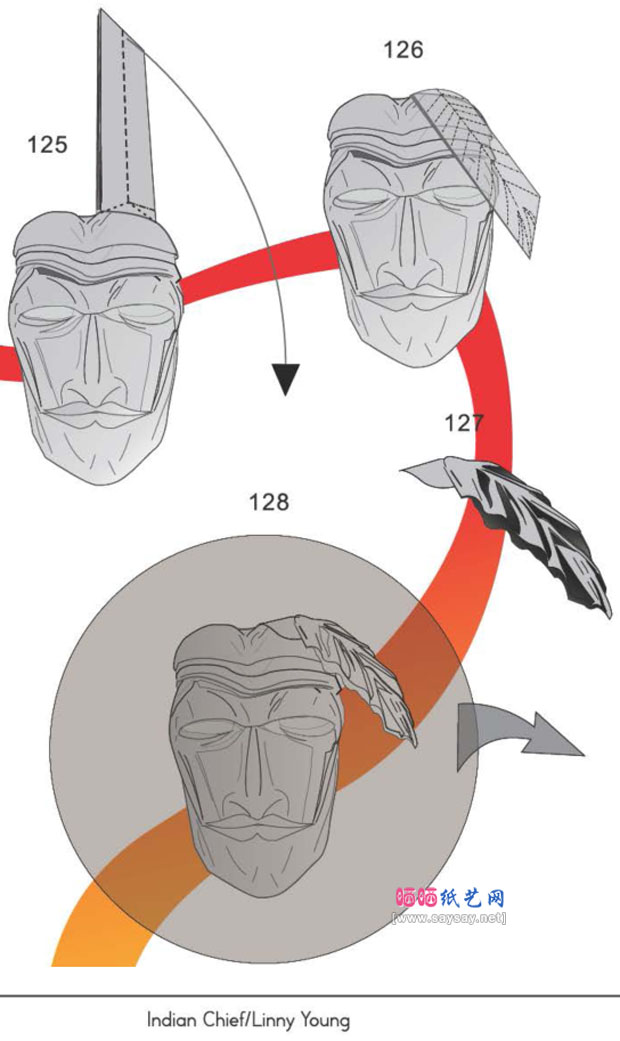 印度酋长手工折纸图谱教程图片步骤33