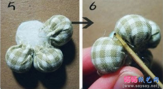 可爱的珍珠心棉包五瓣花发绳制作方法图片步骤3