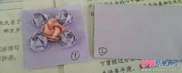 送给爱人的礼物五朵玫瑰花戒指折纸图片步骤14