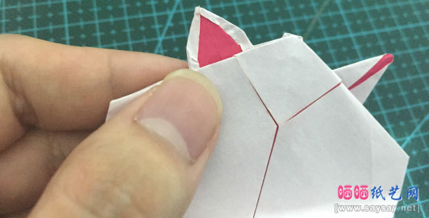 半狐面手工折纸实拍教程图片步骤31