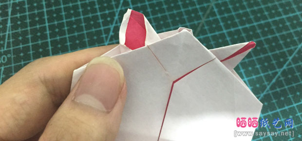 半狐面手工折纸实拍教程图片步骤30