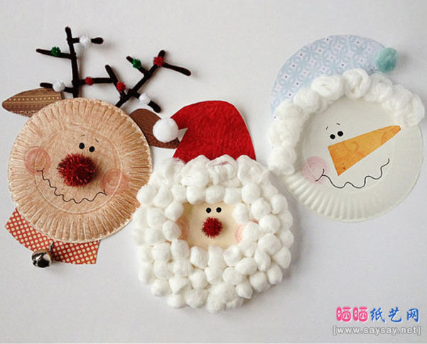 纸餐盘DIY制作可爱圣诞装饰物完成效果图