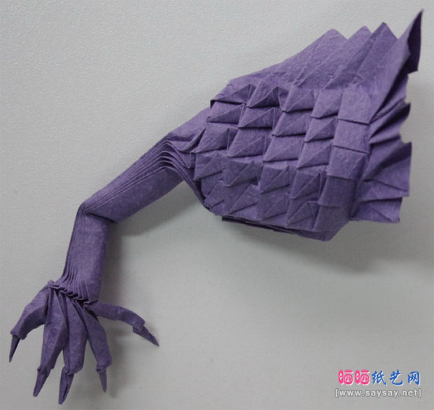 觅晨实拍手工折纸中国龙组合纸艺制作教程 龙龙爪的折法步骤20