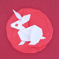 中秋节节手工制作月宫里的玉兔折纸方法