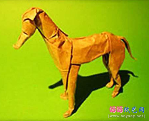 ManoloMaYa的动物折纸灰猎犬的折法教程成品图