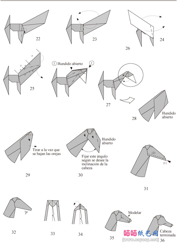 ManoloMaYa的动物折纸灰猎犬的折法教程图片步骤3