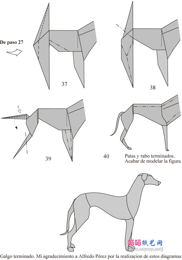 ManoloMaYa的动物折纸灰猎犬的折法教程图片步骤4
