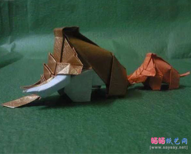 DoBaHuy的简单折纸教程猛犸象的折法完成效果图