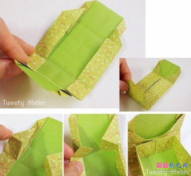 如何自制简单礼物盒 清新礼盒折纸图片教程步骤5