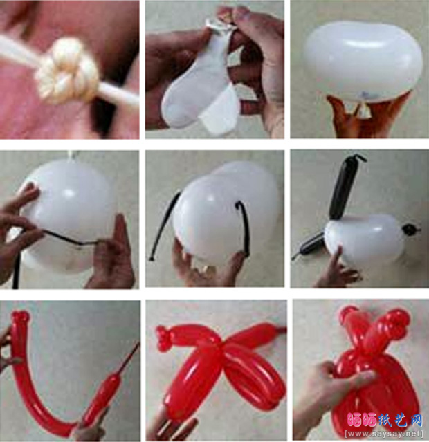 魔法气球造型制作可爱的飞行员史努比DIY教程的图片步骤1